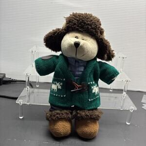 2016 Starbucks Bearista Stuffed Animal 10” Plush Bear Green Moose Sweater Hat